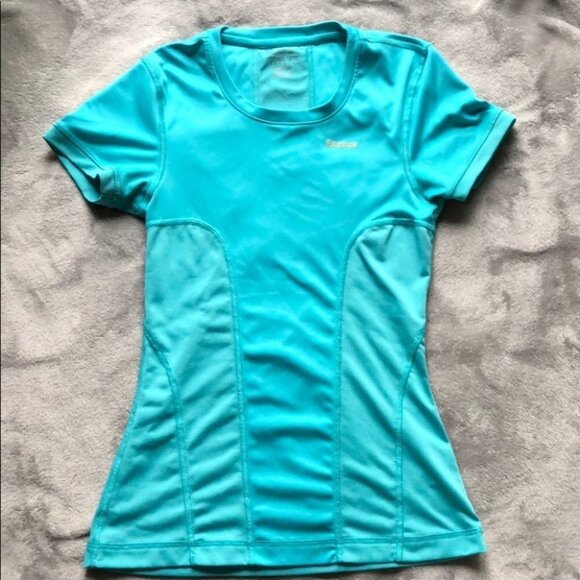 Free WITH PURCHASE Reebok Turquoise Athletic Short Sleeve Shirt Size XS - Picture 1 of 5